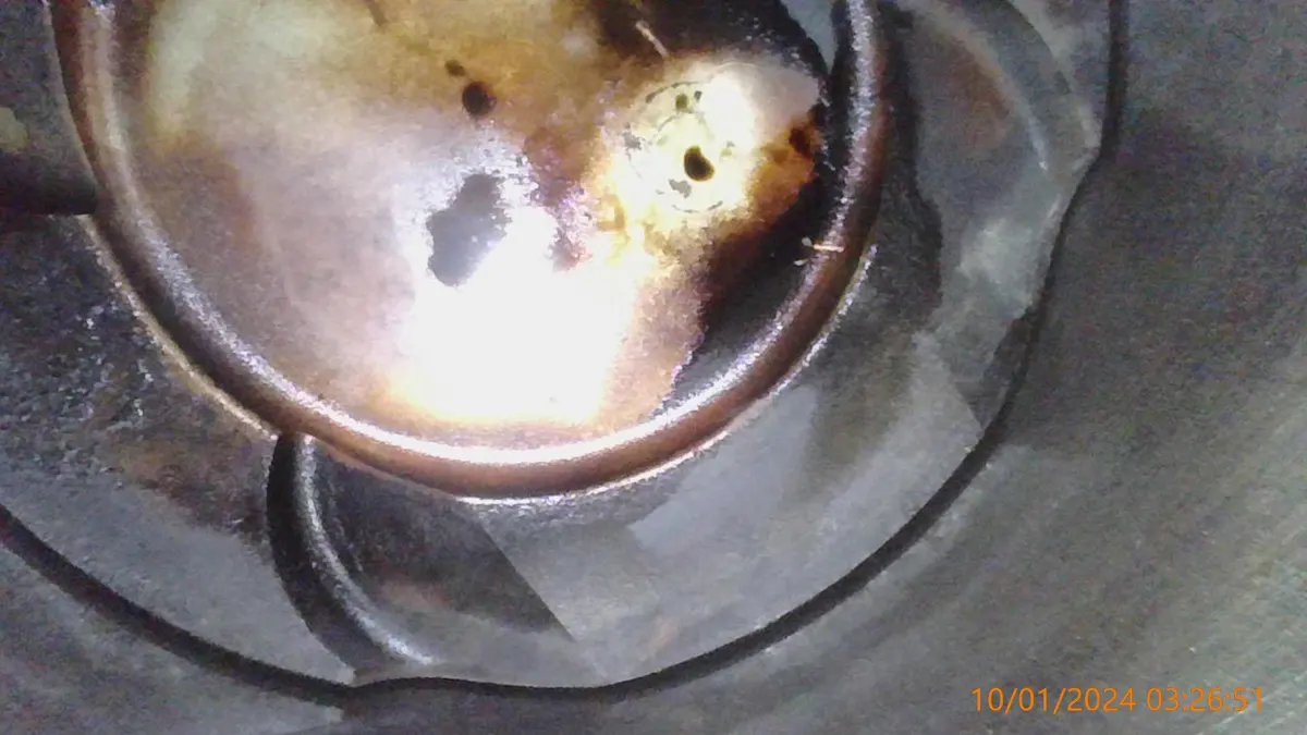 Borescope view inside an engine cylinder during a Smog Mart diagnostic